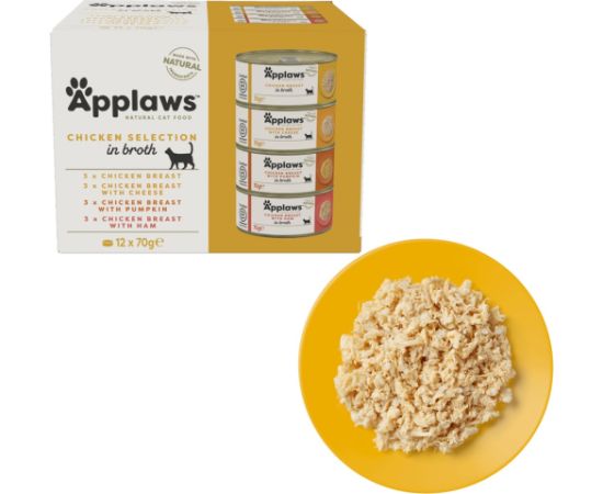 APPLAWS Chicken Selection in Broth - wet cat food - 12x70g Kaķu konservi