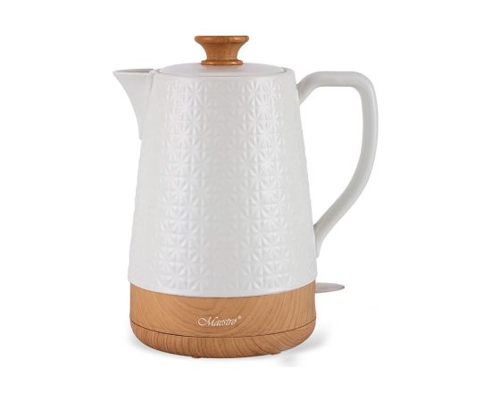 Maestro MR-076 electric kettle 1.8 L 1800 W White, Wood Tējkannas (elektriskās)