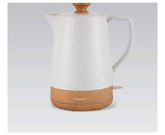 Maestro MR-076 electric kettle 1.8 L 1800 W White, Wood Tējkannas (elektriskās)