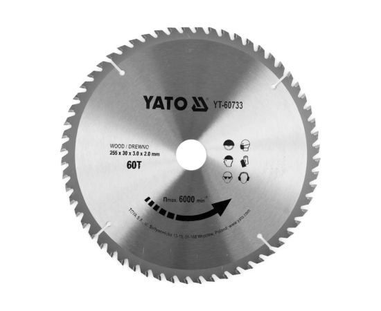 Griešanas disks kokam Yato YT-60733; 255x30x2,0 mm Zāģripas