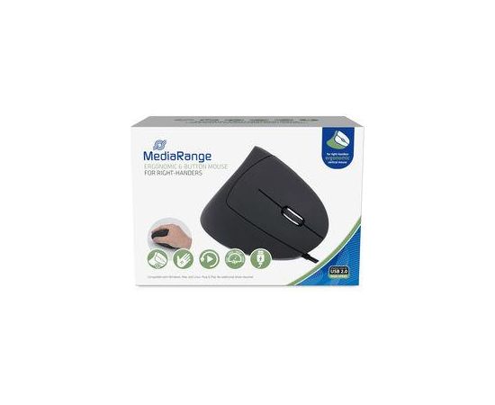 MOUSE USB OPTICAL 6-BUTTON/RIGHT BLACK MROS230 MEDIARANGE Мыши