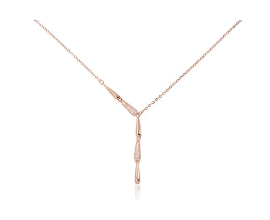 Sudraba kaklarota #2500156(PAu-R)_CZ, Sudrabs 925°, sarkanais zelts (pārklājums), Cirkoni, garums: 42 cm, 3.1 gr. Ar zelta pārklājumu