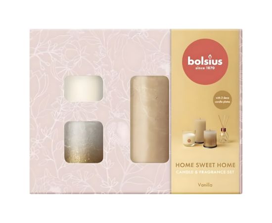 Bolsius Dāvanu komplekts Home Sweet Home vanilla Sveces un svečturi