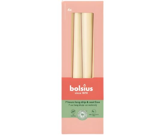 Bolsius Galda sveces 4gab.kastē 245/24mm bēšas Sveces un svečturi