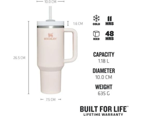Stanley Termokrūze ar salmiņu The Quencher H2.O FlowState Tumbler 1.18L gaiši rozā 2.0 Termosi un Termokrūzes