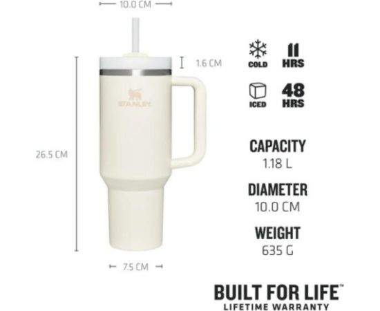Stanley Termokrūze ar salmiņu The Quencher H2.O FlowState Tumbler 1.18L krēmkrāsā Termosi un Termokrūzes
