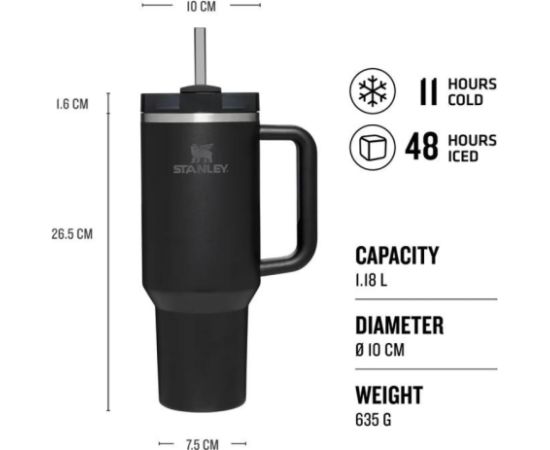 Stanley Termokrūze ar salmiņu The Quencher H2.O FlowState Tumbler 1.18L melna Termosi un Termokrūzes