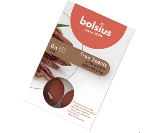 Bolsius Ароматические чайные свечи. 6 шт. True Scents, удовое дерево. Свечи и подсвечники