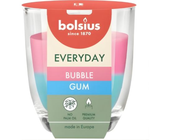 Bolsius Svece arom. stikla gl. Everyday Ø80x70mm bubble gum Sveces un svečturi
