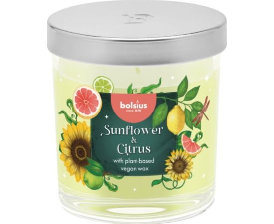 Bolsius Svece arom. stikla gl. Floral Fusion Ø80x72mm sunflower & citrus Sveces un svečturi