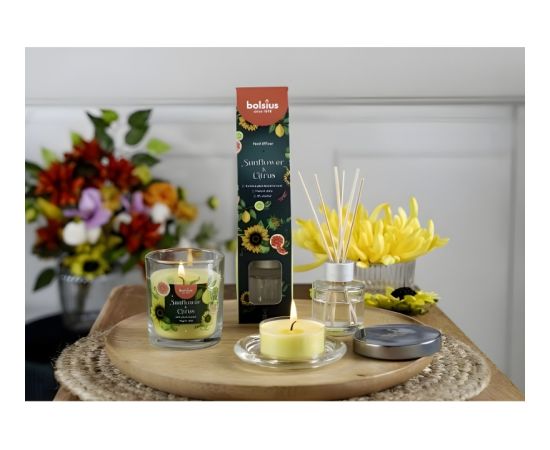 Bolsius Svece arom. stikla gl. Floral Fusion Ø80x72mm sunflower & citrus Sveces un svečturi
