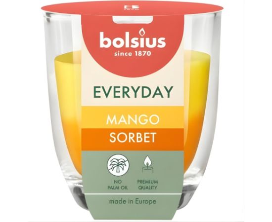 Bolsius Svece arom. stikla gl. Everyday Ø80x70mm mango sorbet Sveces un svečturi