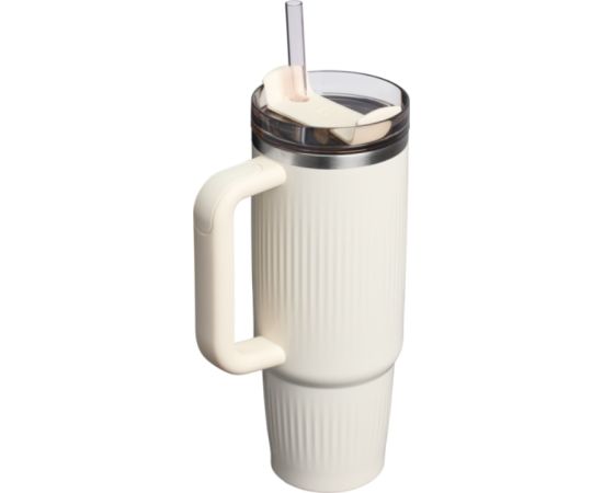 Stanley Termokrūze ar salmiņu The Quencher H2.0 Fluted Tumbler 0.89L glancētā krēmkrāsā Termosi un Termokrūzes
