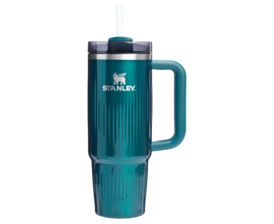 Stanley Termokrūze ar salmiņu The Quencher H2.0 Fluted Tumbler 1.18L spīdīgi zilganzaļa Termosi un Termokrūzes