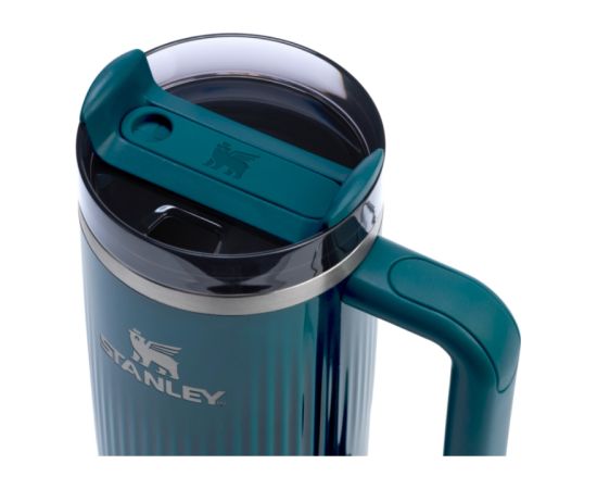 Stanley Termokrūze ar salmiņu The Quencher H2.0 Fluted Tumbler 1.18L spīdīgi zilganzaļa Termosi un Termokrūzes