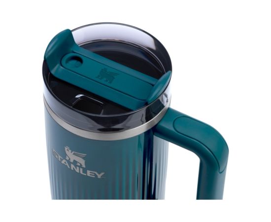 Stanley Termokrūze ar salmiņu The Quencher H2.0 Fluted Tumbler 0.89L spīdīgi zilganzaļa Termosi un Termokrūzes