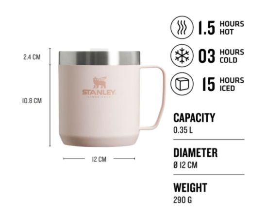 Stanley Krūze The Everyday Camp Mug 0,35L gaiši rozā Galda piederumi