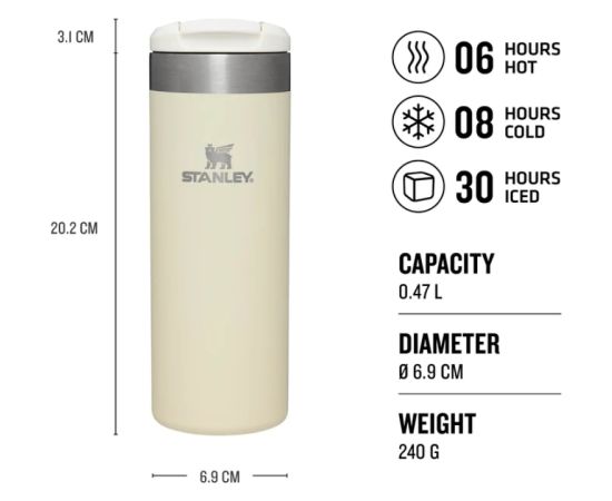Stanley Termokrūze The AeroLight Transit Mug 0,47L krēmkrāsā Termosi un Termokrūzes