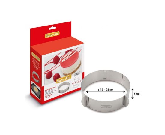 Guardini Kūkas gredzens apaļš ar maināmu diametru Ø16-28cm Konditorejas piederumi