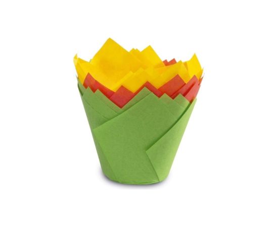 Guardini Kēksiņu papīra formiņas tulpes formas 12 gab. krāsainas Easy Bake Ø 7.5 x 8 cm Konditorejas piederumi