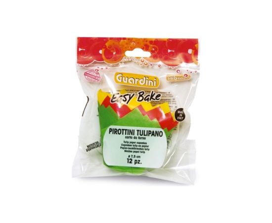 Guardini Kēksiņu papīra formiņas tulpes formas 12 gab. krāsainas Easy Bake Ø 7.5 x 8 cm Konditorejas piederumi