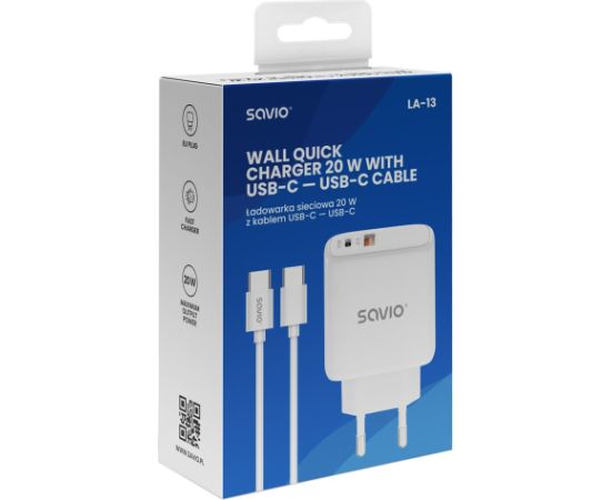 Savio LA-13 mobile device charger Universal White AC Fast charging Indoor Зарядные устройства