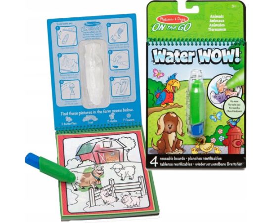 MELISSA & DOUG Water Wow! Ūdens krāsojamā grāmata – Dzīvnieki Radošās rotaļlietas