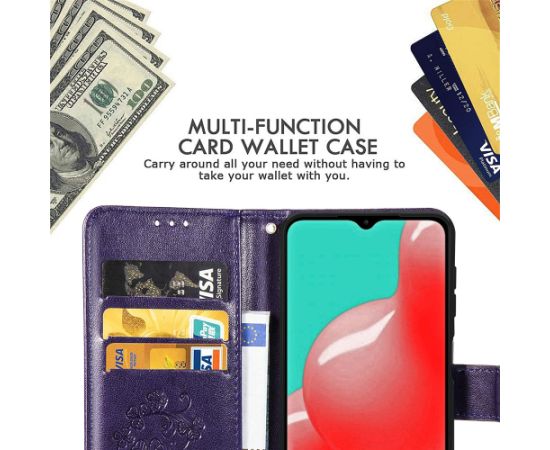 Case Flower Book Samsung A226 A22 5G violet Neoriģinālie Maciņi