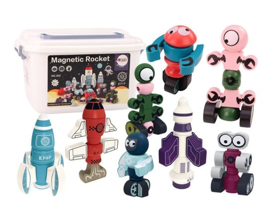 Leantoys Klocki Magnetyczne Kosmos Rakieta Zestaw 56 ele. Magnetic Rocket Mix LEAN Toys Конструкторы