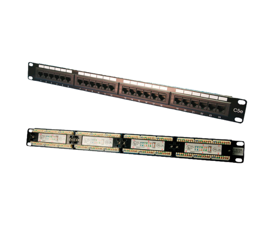 Patch panelis 1U-19" - RJ45x24porti MELNS Cat.5e UTP Serveri un to komponentes