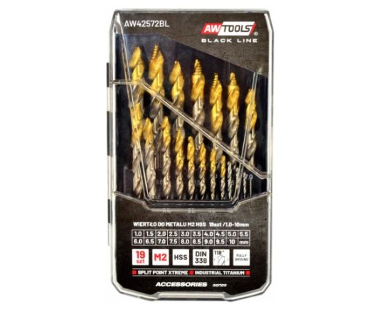 Metāla urbju komplekts AWTools AW42572BL; 1,5-10 mm; 19 gab. Piederumi urbjiem