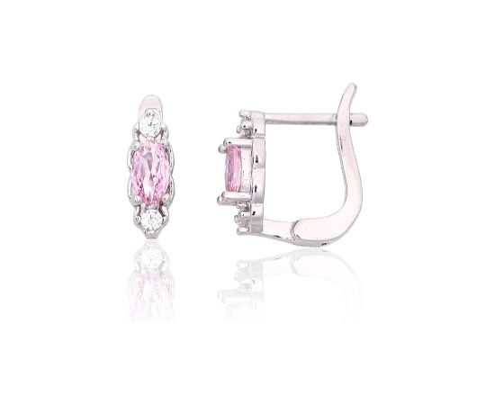 Серебряные серьги на английском замке #2204112(PRh-Gr)_CZ+CZ-PI, Серебро 925°, родий (покрытие), Цирконы, 1.7 гр. Ar "angļu" slēdzēju