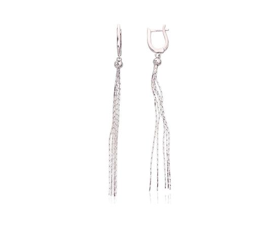 Серебряные серьги на английском замке #2204089(PRh-Gr), Серебро 925°, родий (покрытие), 3.7 гр. Ar "angļu" slēdzēju