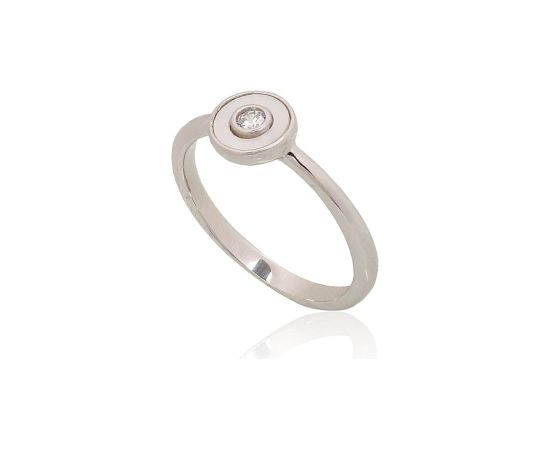 Серебряное кольцо #2101941(PRh-Gr)_CZ+PL, Серебро 925°, родий (покрытие), Цирконы, Перламутр, Размер: 16.5, 1.8 гр. Sieviešu