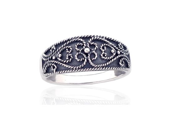 Серебряное кольцо #2101874(POx-Bk), Серебро 925°, оксид (покрытие), Размер: 19.5, 4.3 гр. Sieviešu