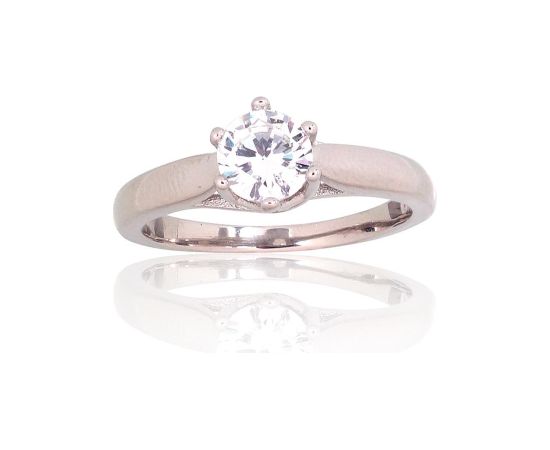 Sudraba gredzens #2101820(PRh-Gr)_CZ, Sudrabs 925°, rodijs (pārklājums), Cirkoni, Izmērs: 18, 2.8 gr. Saderināšanās gredzeni