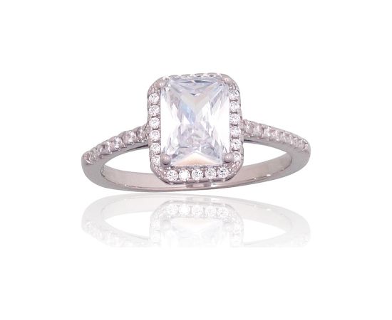 Серебряное кольцо #2101808(PRh-Gr)_CZ, Серебро 925°, родий (покрытие), Цирконы, Размер: 18, 3 гр. Sieviešu