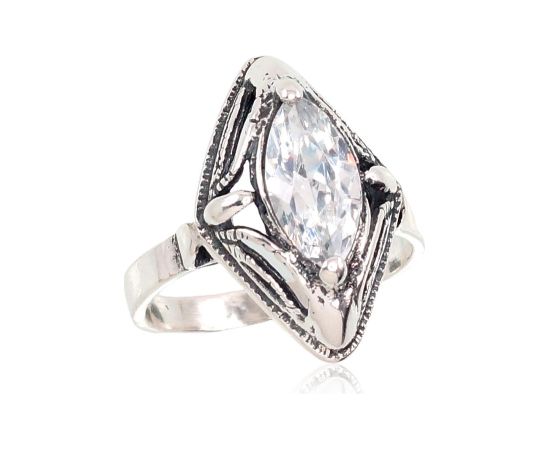 Sudraba gredzens #2101413(POx-Bk)_CZ, Sudrabs 925°, oksids (pārklājums), Cirkoni, Izmērs: 20, 5 gr. Sieviešu