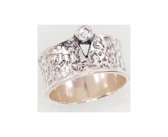 Серебряное кольцо #2101403(POx-Bk)_CZ, Серебро 925°, оксид (покрытие), Цирконы, Размер: 20, 6.5 гр. Sieviešu