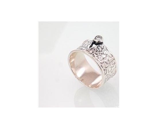 Серебряное кольцо #2101403(POx-Bk)_CZ, Серебро 925°, оксид (покрытие), Цирконы, Размер: 20, 6.5 гр. Sieviešu