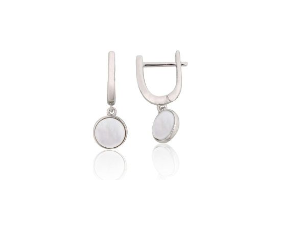 Sudraba auskari ar 'angļu' slēdzēju #2204311(PRh-Gr)_PL, Sudrabs 925°, rodijs (pārklājums), Perlamutrs, 2.4 gr. Ar "angļu" slēdzēju