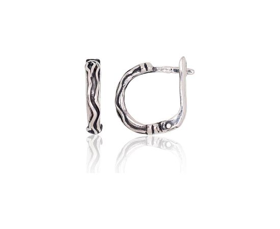 Sudraba auskari ar 'angļu' slēdzēju #2203158(POx-Bk), Sudrabs 925°, oksids (pārklājums), 2 gr. Ar "angļu" slēdzēju