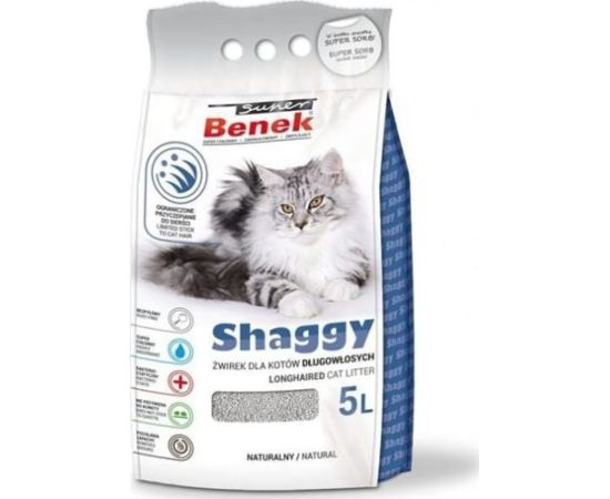 Żwirek dla kota Super Benek Shaggy Naturalny 5 l Kaķu pakaiši