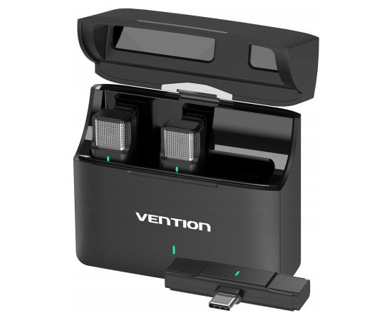 Vention Zestaw 2 bezprzewodowych mikrofonów krawatowych USB-C z etui ładującym czarny Jaunumi - Audio-Video