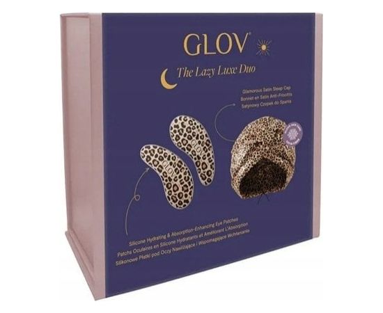 GLOV_SET The Lazy Luxe Duo silikonowe płatki pod oczy nawilżające i wspomagające wchłanianie + satynowy czepka do spania Smaržas - NESAKĀRTOTS