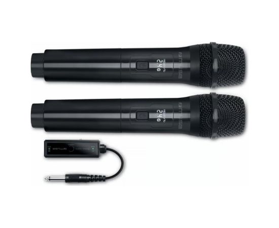 Divi bezvadu mikrofoni (2 gab. komplektā) ar RF 2,4 GHz pārraidi, MUSE, MC 50 W Mikrofoni