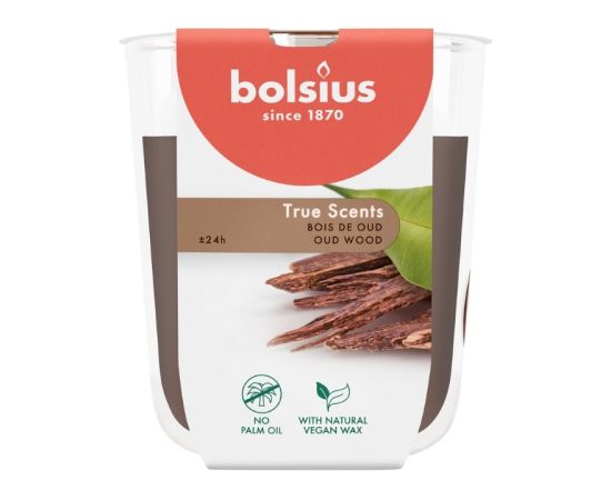 Bolsius Svece arom. stikla gl. True Scents Ø80x73mm oud wood Sveces un svečturi