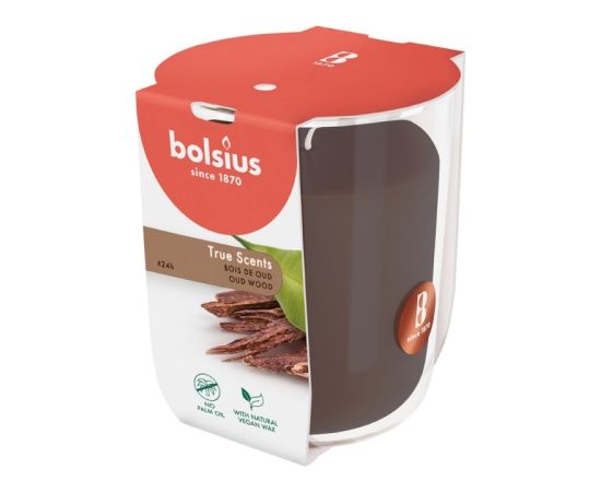 Bolsius Svece arom. stikla gl. True Scents Ø80x73mm oud wood Sveces un svečturi