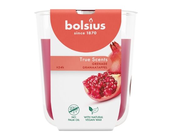 Bolsius Svece arom. stikla gl. True Scents Ø80x73mm pomegranate Sveces un svečturi