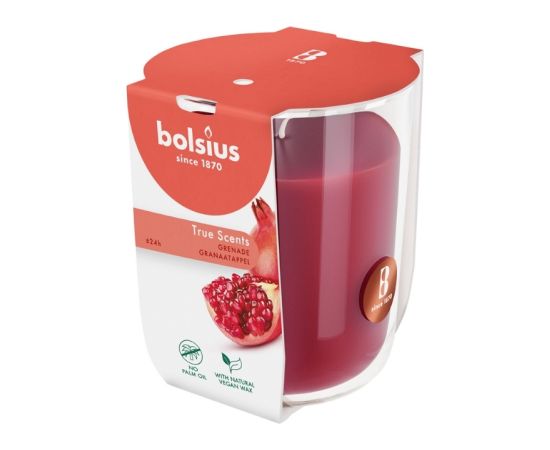 Bolsius Svece arom. stikla gl. True Scents Ø80x73mm pomegranate Sveces un svečturi